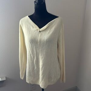 Soft Surroundings Sz PXL‎ ribbed v neck ivory sweater